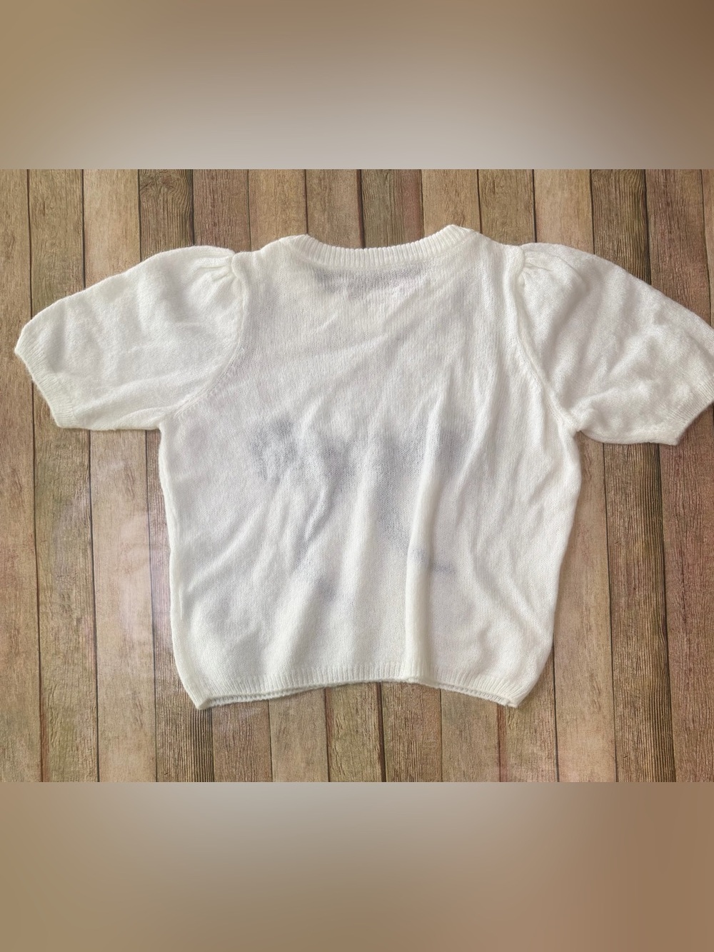 Anthropologie White Knit Sweater with Black Bow Graphic - Picture 2 of 2